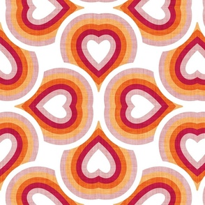 Normal scale // Groovy rainbow hearts // white blush pink cardinal red and orange hearts