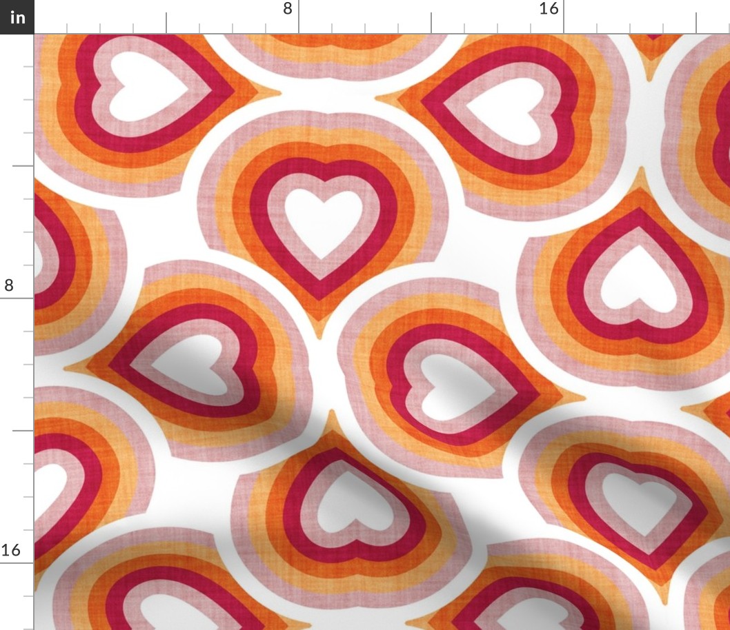 Normal scale // Groovy rainbow hearts // white blush pink cardinal red and orange hearts