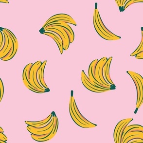 Bananas in pink background