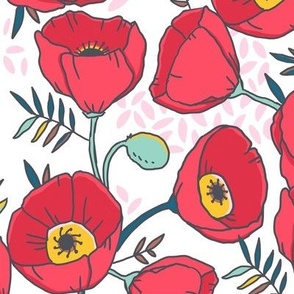 Large - Red Poppy Flowers 
