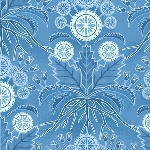 Art Nouveau Dandelions Blue