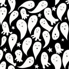 Halloween Cute Ghost_black & white