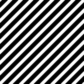 Diagonal Black on White Stripes 