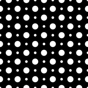 Polka dot Black and White High Contrast print on black