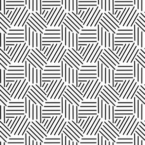 Geometric Basket weave Black and White High Contrast print on white