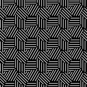 Geometric Basket weave Black and White High Contrast print on black