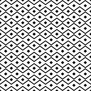 Rhombus in chevron stripe Black and White High Contrast print on white