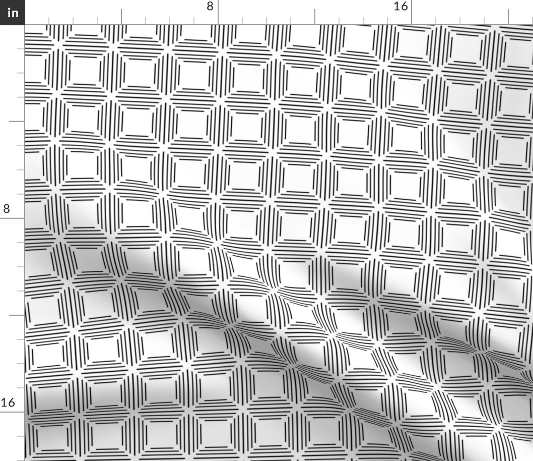 Tiled lined square Black and White High Contrast print on white
