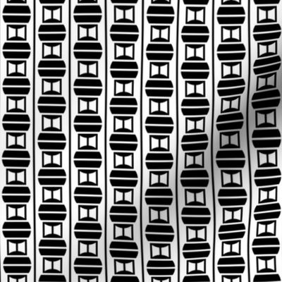 Striped Dots Black and White High Contrast print on white