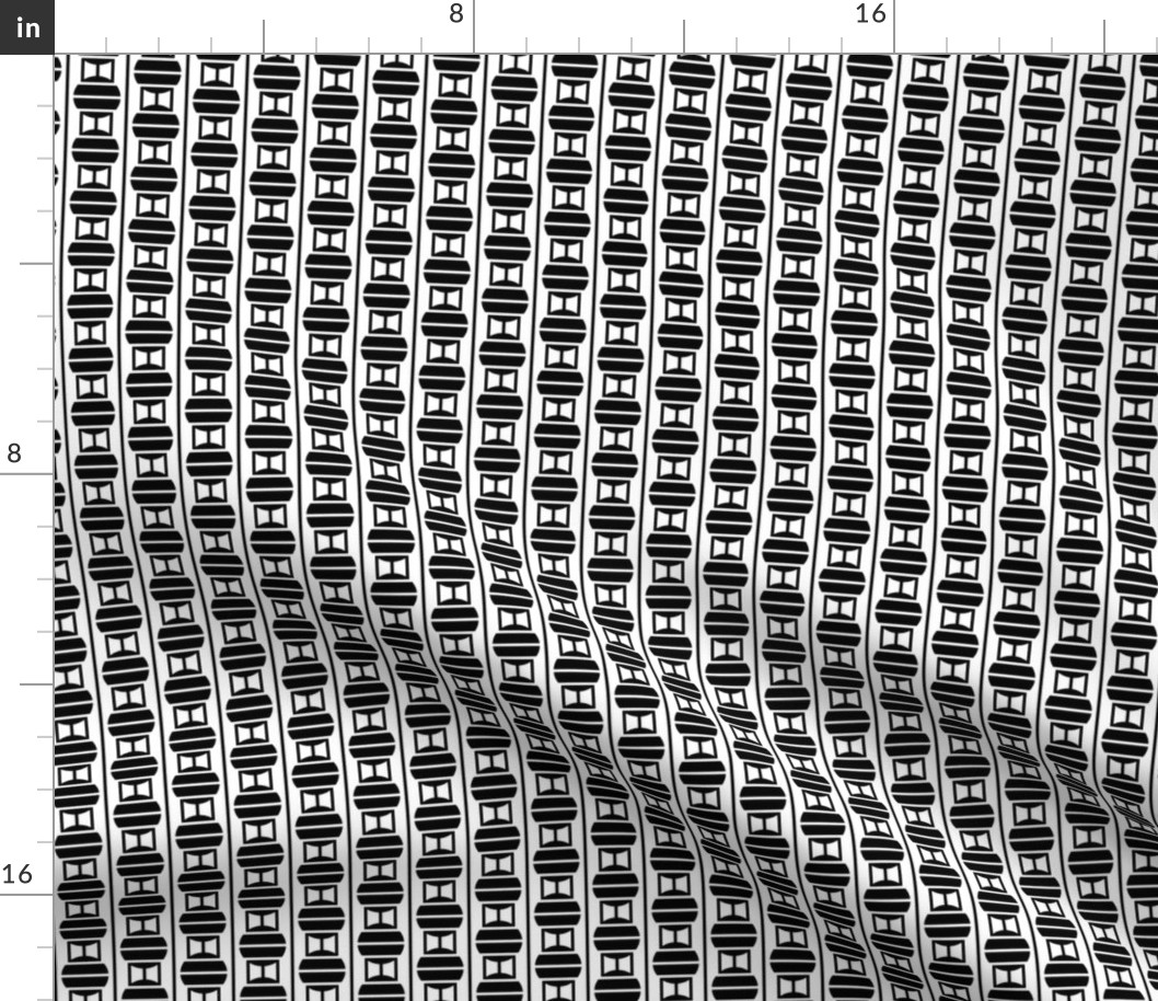 Striped Dots Black and White High Contrast print on white