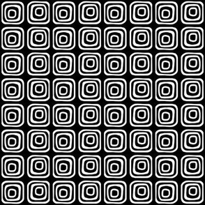 Check Maze stripes Black and White High Contrast print on black