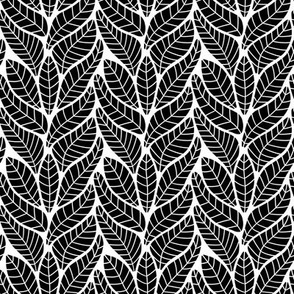 Banana leaves Black and White High Contrast print on white