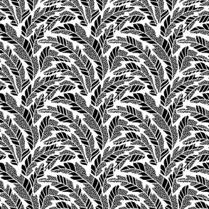 Jungle leaves Black and White High Contrast print on white