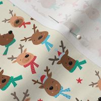 Christmas Holiday Reindeer Faces on Soft Cream Background