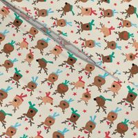 Christmas Holiday Reindeer Faces on Soft Cream Background