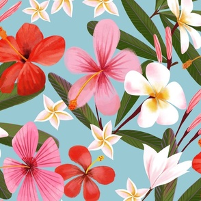 frangipani and hibiscus // large scale