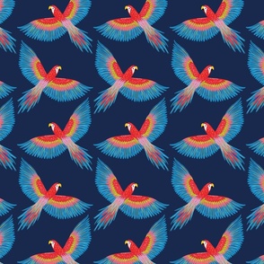 parrots in flight // navy // small scale
