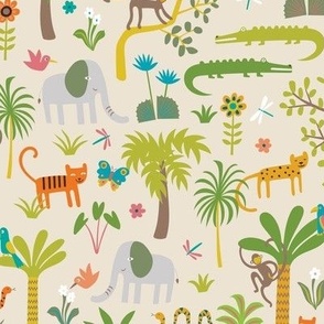 Joyful Jungle - Multi on cream by Cecca Designs - small scale
