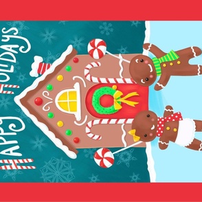 Tea Towel - Happy Holidays Gingerbread 