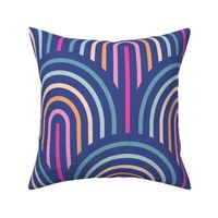 art deco retro rainbow screenprint XL scale navy by Pippa Shaw