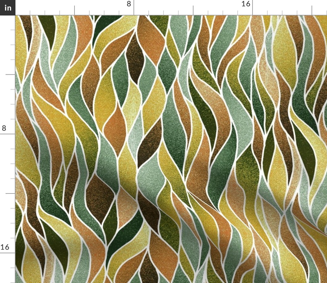 Stained Glass Waves--glitter, earth greens