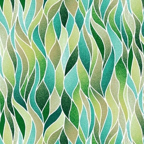 Stained Glass Waves--glitter, blue greens