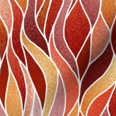 Stained Glass Waves--glitter, red and gold
