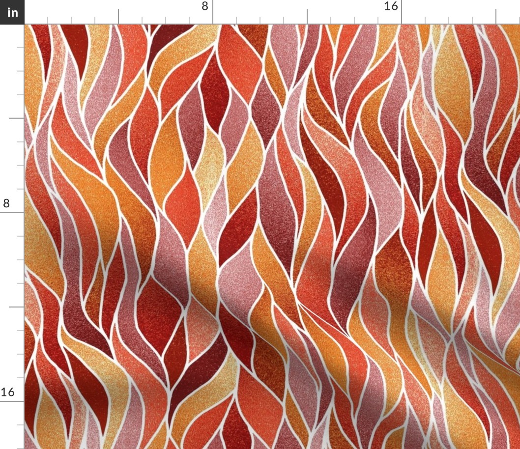 Stained Glass Waves--glitter, red and gold