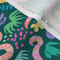 Happy Jungle Snakes in Green - Mable Tan X Spoonflower: Hissterical Snakes Design Challenge