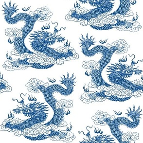 Dragons - Indigo Blue White