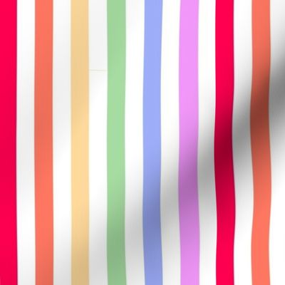 Trolls rainbow stripe on white 6x6