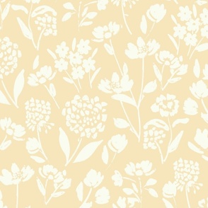 neutral botanical butter yellow creamy white floral cottage core farmhouse floral ©Terri Conrad Designs