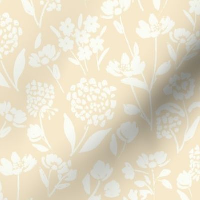 neutral botanical butter yellow creamy white floral cottage core  farmhouse floral ©TerriConradDesigns