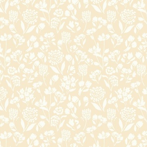 neutral botanical butter yellow creamy white floral cottage core  farmhouse floral ©TerriConradDesigns