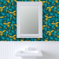 Tropical yellow-breasted Macaw, Parrot teal mustard 24 inch wallpaper parr