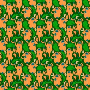 orangutan jungle folkart green teal orange 6inch