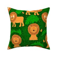 lion jungle green orange (folkart style) 12inch