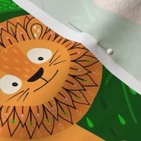 lion jungle green orange (folkart style) 12inch