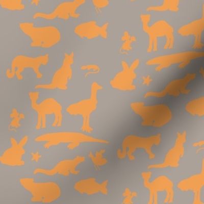 Animals Around the World in Grey and Orange