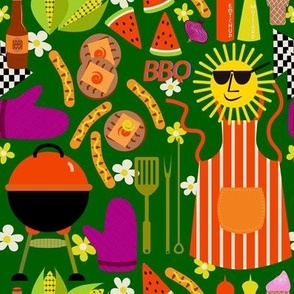 Barbeque / bbq / summer picnic / green background