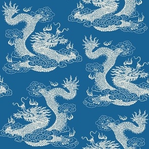 Dragons - Dark Blue Cream White