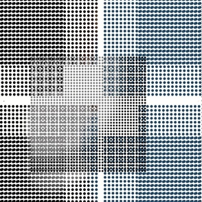 Plaid Black Dots In Squares with dark blue