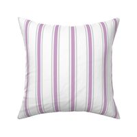 Chrome and Lilac Ticking Stripe on White