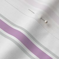 Chrome and Lilac Ticking Stripe on White