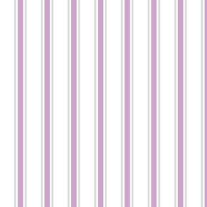 Chrome and Lilac Ticking Stripe on White