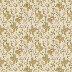 Small Fall Floral - Golden Olive Green