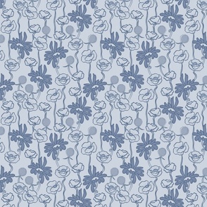 Small Fall Floral - Muted Blue