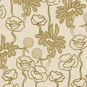 Fall Floral - Golden Olive Green