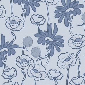 Fall Floral - Muted Blue