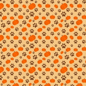 Pumpkin Dog Paw Print Pattern